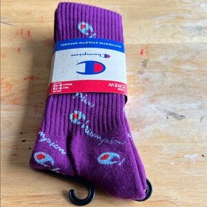 Champion Vibrant Purple Crew Socks Mens sz 6-12